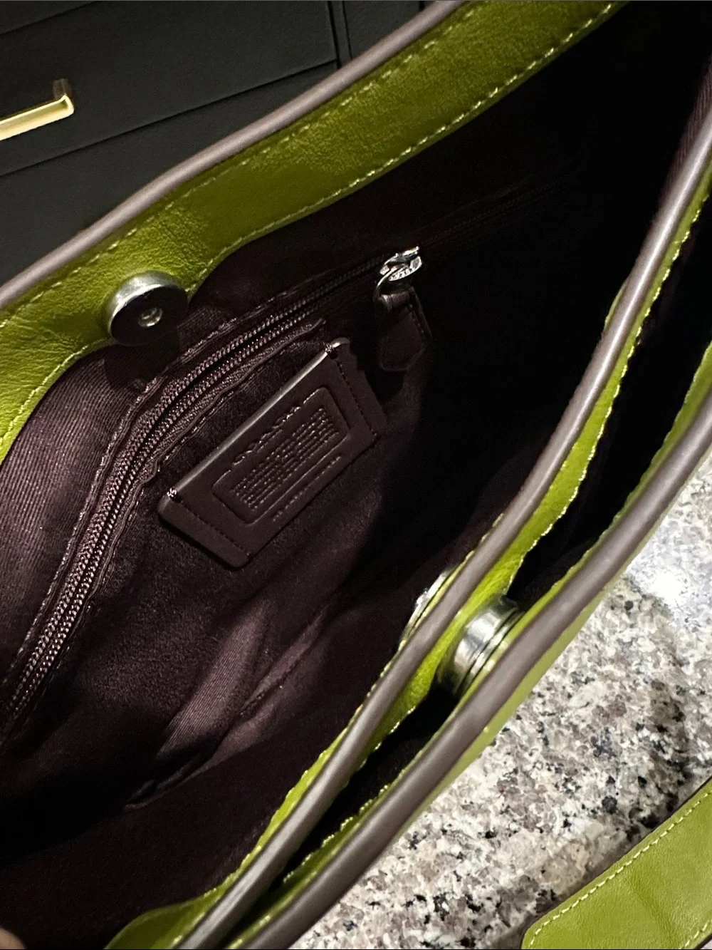 Coach Lime Green Leather Shoulder Bag
